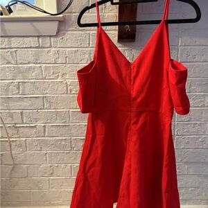 Lulu's Vibrant Red V-Neck Dress